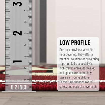 Ottomanson Laundry Collection Non-Slip Rubberback Laundry Text Design 2x5 Laundry Room Runner Rug, 20" x 59", Red