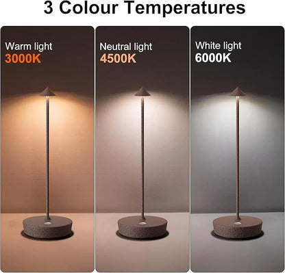 SAKRINGT Cordless Table Lamps Rechargeable, 6000mAh Battery Operated Waterproof Stepless Dimming Modern Portable LED Table Light for Restaurant Dining Patio Outdoor