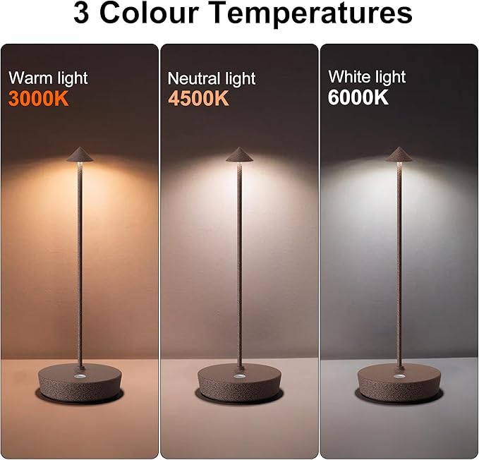 SAKRINGT 2 Pack Cordless Table Lamps Rechargeable, 6000mAh Battery Operated Waterproof Stepless Dimming Modern Portable LED Table Light for Restaurant Dining Patio Outdoor