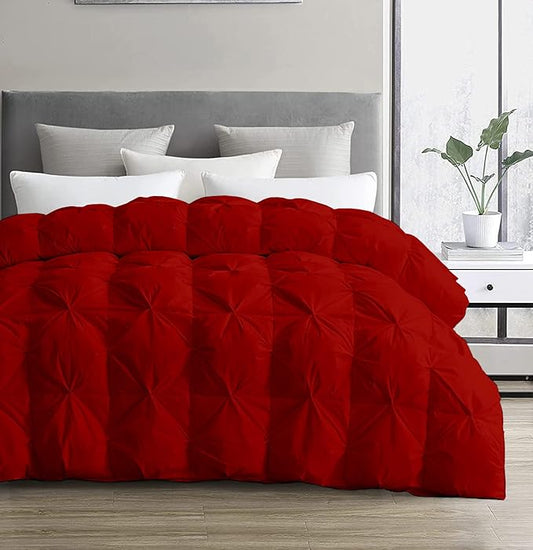 SLEEP-NEST Oversized Queen Comforter 98 x 98 - Hotel Luxury 1 Piece Down Alternative Pinch Pleat Comforter with 8 Corner Tabs - All Season Ultra Soft Pintuck Quilt 350 GSM - Lightweight - Burgundy