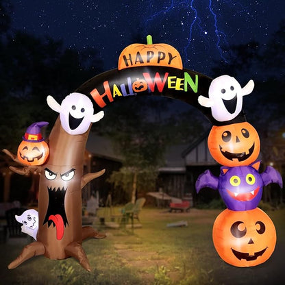10FT Long&8FT Tall Gaint Halloween Inflatable Decorations Dead Tree Arch, Build-in LED Lights Holiday Blow Up Yard Decoration for Halloween Holiday Party Outdoor，Garden Yard Lawn Decor