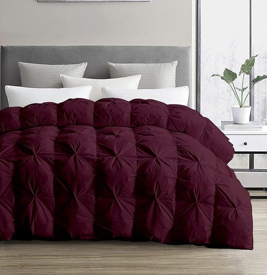 SLEEP-NEST Oversized King Comforter 116 x 98 - Luxury Down Alternative Bedding - All Season Plush Pinch Pleat Quilt - Ultra Soft, Cooling, Breathable, Extra Large Pintuck Blanket - Wine Dream