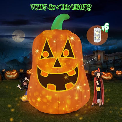 12FT Giant Halloween Inflatable Pumpkin, Blow up Halloween Decoration Built-in 6 LED and Flashing Light for Halloween Decoration Outdoor Indoor Home Party Supplies Halloween Lawn Decor