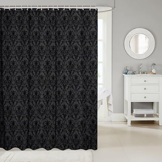 Feelyou Damask Shower Curtain 72"x84" Kids Vintage Floral Bathroom Shower Curtain Set for Boys Girls Teens Antique Victorian Baroque Bath Curtain Baroque Style Bathroom Accessories