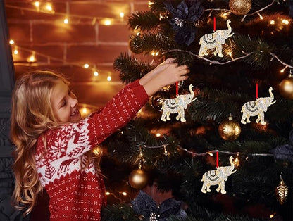 WhatSign Elephant Ornament for Christmas Tree - Metal Cute Elephant Party Decorations Hanging Ornament Keepsake Gifts for Kids Girls