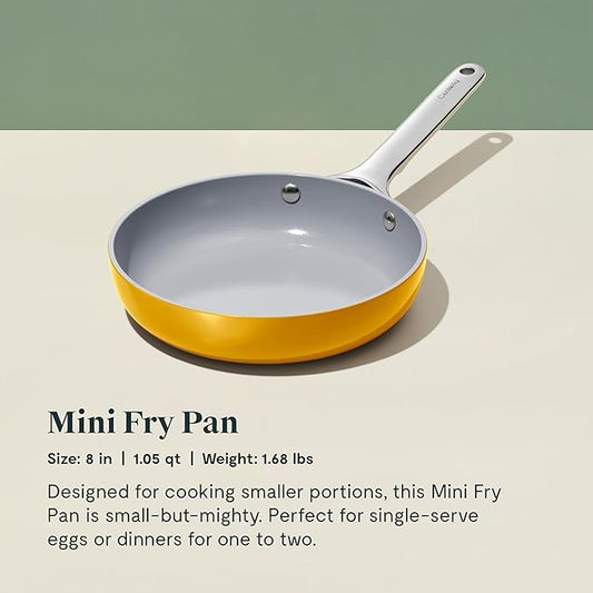 Caraway Mini Cookware Set - Non-Stick Ceramic Fry Pan (1.05 qt, 8") & Sauce Pan (1.75 qt) - Non Toxic, PTFE & PFOA Free - Oven Safe & Stovetop Agnostic (Gas, Electric & Induction) - Marigold
