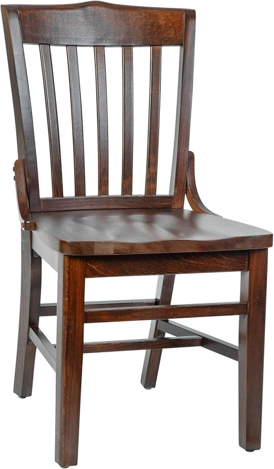 Flash Furniture Hercules Series School House Back Mahogany Wood Dining Chair, Traditional Elegant Wood Restaurant Chair, Walnut Wood