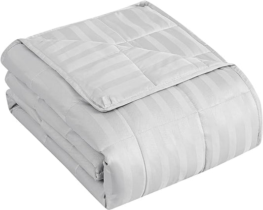 Weighted Blanket for Adult,15lbs Heavy Weighted Blanket 48"x72" Breathable Cooling Summer Blankets, Ultra Soft Cotton Comfort Throw Blanket with Glass Beads for All-Season (Light Grey)
