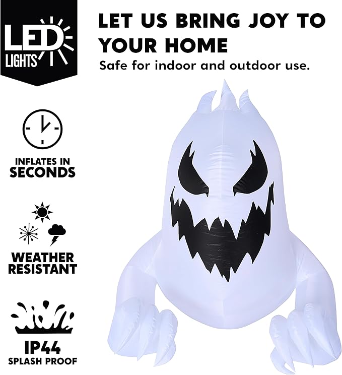 Joiedomi 4.5 FT Tall Halloween Inflatable Ghost Outdoor Decoration, Ghost Blow Up Yard Decorations with Rotating LED for Scary Halloween Decor, Window Decor