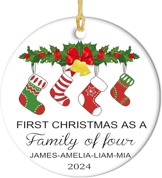 Fun Personalized First Christmas Stockings Ornament, Custom Name Gifts for New Parents, Customized New Family Xmas Tree Decor