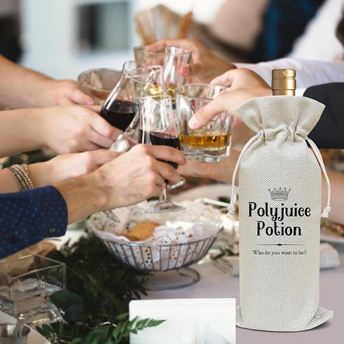 Halloween Wine Bag, Birthday Gifts for Women Men Sister Mom, Witch Magic Thanksgiving Christmas Holiday Party Favor Funny Polyjuice Wine Bag Decoration Supplies /46
