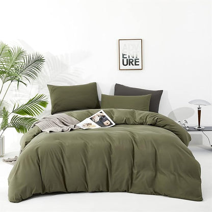 Cottonight Green Comforter Set California King Olive Green Bedding Set Dark Green Blanket Quilts Modern Soft Breathable 3 Piece Army Comforter Set for Women Men