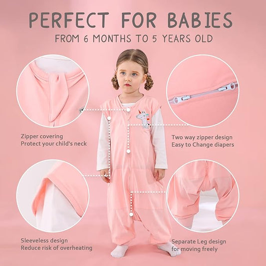 WONDAY Baby Sleep Sack, Sleep Sack 12-18 Months, Light Sleep Sack Baby Wearable Blanket, Toddler Baby Sleep Sack with Feet, Sleeveless Breathable Sleep Sacks for Baby Boys or Girls
