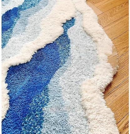 Wave Shape Furry Bedroom Rug, Fluffy Area Rug, Bathroom Rugs, Children's Room, Bathroom Mats,Bath Mats(31.5 x 19.7 in)