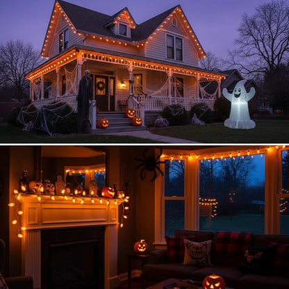 25 Pack C9 Clear Orange Light Bulbs,Orange Halloween Incandescent Bulbs for Indoor Outdoor Halloween Party Outside Lights,C9/E17 7Watt Chandeliers and Night Light Bulb