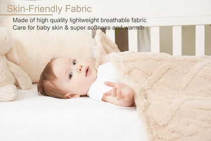 Sherpa Baby Blanket for Girls Toddlers Fleece Fluffy Fuzzy Blanket for Baby,Soft Warm Cozy Fleece Blanket,Receiving Blanket for Infant Newborn (beige, 30 * 40, rhombus twist)