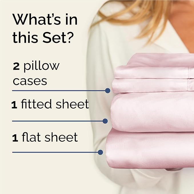 CGK Linens Twin XL 4 Piece Sheet Set - Cooling Sheets for Hot Sleepers - Hotel Luxury Bedding Set w/ 8-16 Inch Deep Pockets - 1 Flat & 1 Fitted & 2 Pillowcases - Soft & Wrinkle Free - Lavender Pink