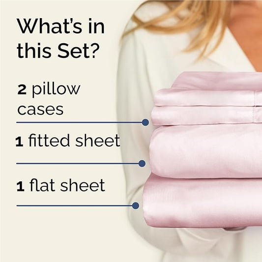 CGK Linens Twin XL 4 Piece Sheet Set - Cooling Sheets for Hot Sleepers - Hotel Luxury Bedding Set w/ 8-16 Inch Deep Pockets - 1 Flat & 1 Fitted & 2 Pillowcases - Soft & Wrinkle Free - Lavender Pink