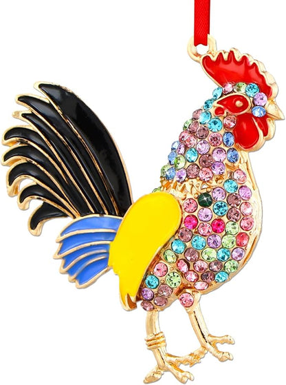 WhatSign Chicken Christmas Ornaments - Metal Chicken Ornaments for Christmas Tree Decorations Farm Animal Chicken Christmas Tree Ornaments Chicken Gifts Decor Keepsake Ornaments