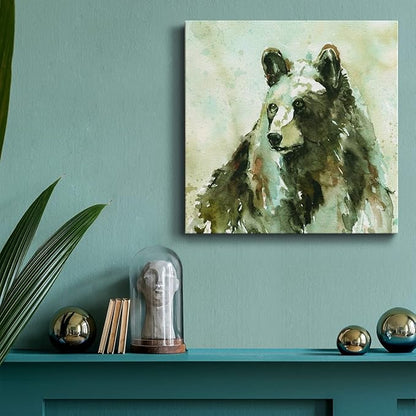 Cute Animals Artwork Abstract Colorful Painting Wall Art on Canvas, After A Long Winter Wall Art, Ready to Hang, 10'' x 10''