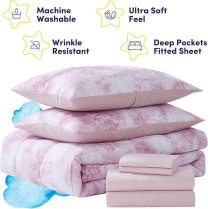 Kids Bedding Set Bed in a Bag for Boys and Girls Toddlers Printed Sheet Set and Comforter , Twin, Waterbury Marble