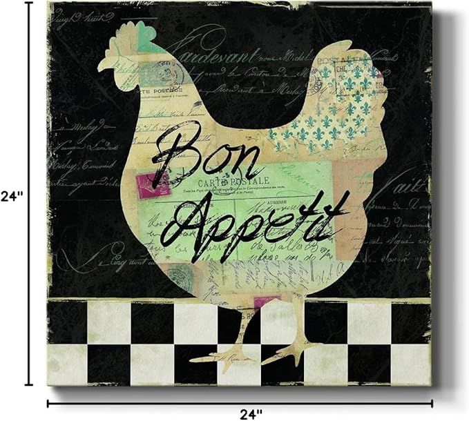 Abstract Wall Art Animals Poster for Bedroom and Living Room,French Hen Wall Art, Ready to Hang, 24'' x 24''