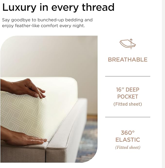 Threadmill Luxury 100% Cotton Queen Bed-Sheets - 800 Thread Count Jacquard Celine Ivory, Better Than Egyptian Cotton,4 Pc Striped Bed Set, Damask Sheets with Elasticized Deep Pocket