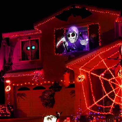 TURNMEON 3.5 Ft Halloween Inflatable Scary Grim Reaper Ghost Broke Out from Window Outdoor Halloween Decorations with Build-in LED Lights Blow Up Halloween Decor Party Outside Indoor Yard Garden Lawn
