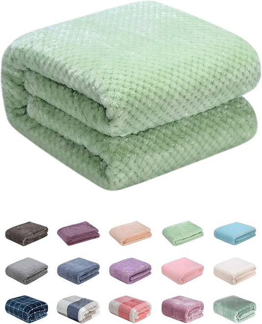 Fuzzy Throw Blanket, Plush Fleece Blankets for adults, Toddler, boys and Girls, Warm Soft Blankets and Throws for Bed, Couch, Sofa, Travel and Outdoor, Camping (Twin(60"x80"), XL1-Pastel Green)
