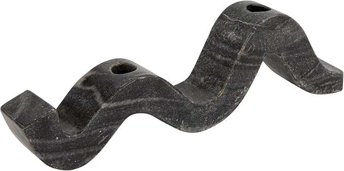 Bloomingville Marble Wave Double Taper Candle Holder, Black