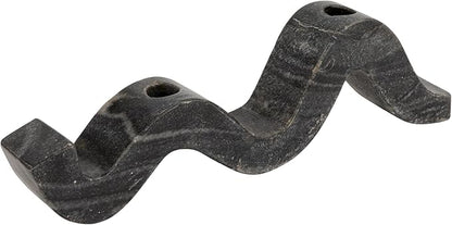 Bloomingville Marble Wave Double Taper Candle Holder, Black