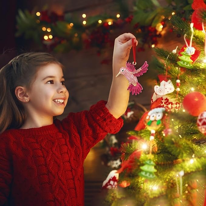 PETCEE Hummingbird Gifts for Women - Bird Christmas Tree Ornaments Decorations Pink Hummingbird Christmas Ornament Metal Bird Ornaments Keepsake Gifts for Women Friend Mother Wife Coworker Daughter