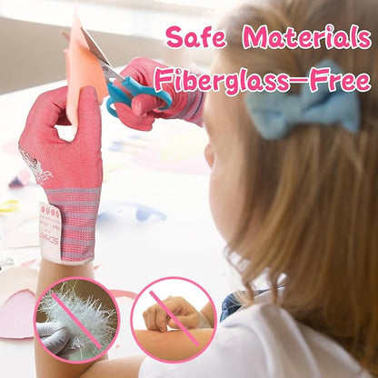 Schwer 2 Pairs MINI-KIDDO Kids Garden Gloves MN1917, ANSI A6 Kids Cutting Gloves, Food Grade Kids Cooking Gloves Cut Resistant for Gardening, Wood Carving, Whittling, Kitchen and DIY (S, 9–14 Years)