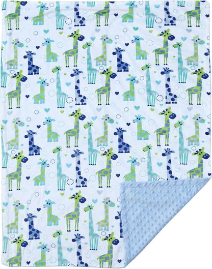 CREVENT Minky Baby Blanket for Boys, Soft Plush Receiving for Newborns - Giraffe 30x40 Inches