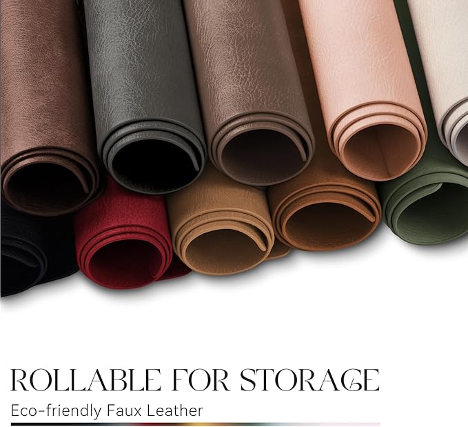 MOSAYT Vinyl Placemats Set of 4-12 X 17 Inch - Faux Leather 100% Waterproof Oil-Proof Wipeable PU Place Mats, Heat Resistant Reversible Table Mats for Kitchen, Dining, Outdoor (Brown)