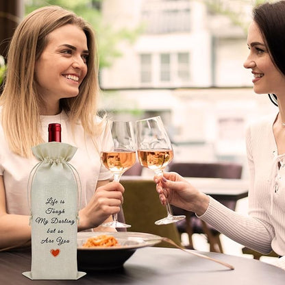 Sazuwu Inspirational Wine Bag Encouragement Gifts for Daughter from Parents Friendship Birthday Gifts for Women Friends Wine Bottle Decoration Bag Motivational Gifts for Employees Coworkers