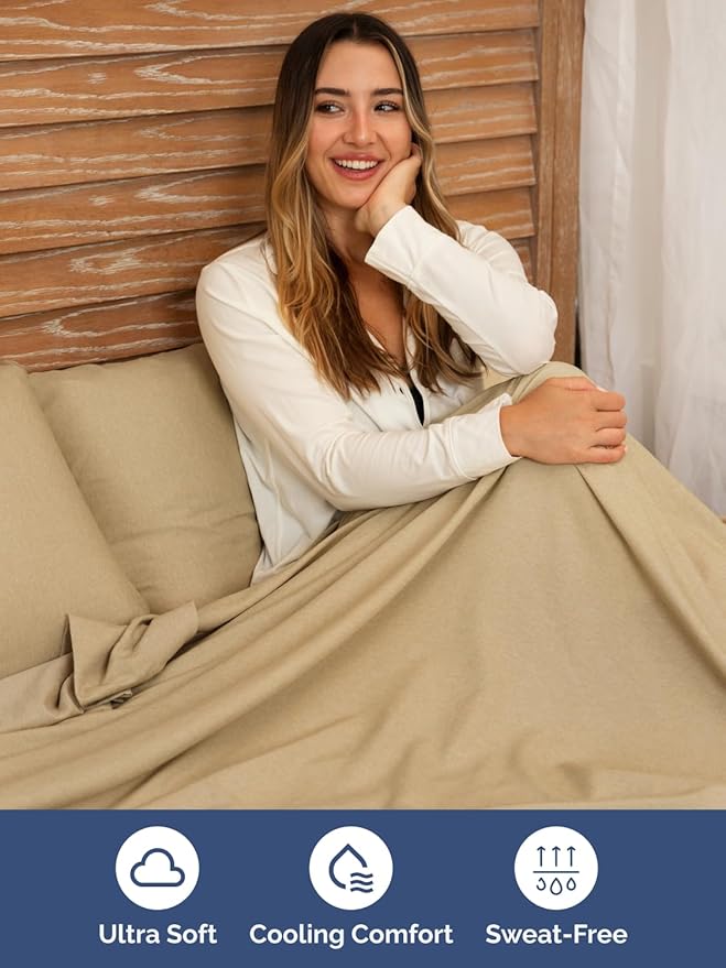 Extra Deep Cal King Sheet Set - 6 Piece Breathable & Cooling Sheets - Hotel Luxury Bed Sheets Set - Easy Fit - Soft, Wrinkle Free & Comfy Sheets Set - Heathered Tan Sheet Set with Extra Deep Pockets