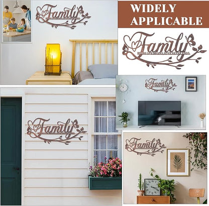 AUHOKY Family Where Life Begins Love Never Ends Word Sign Metal Wall Decor, Black Home Decor Wall Art Decorations, Letters Quotes Sign for Living Room Bedroom Kitchen Indoor Outdoor Decor(17.5 x 9in)