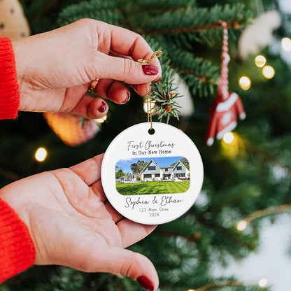 Personalized First Christmas in Our New Home Ornament 2025, New House Photo Christmas Ornaments for Christmas Tree, House Warming Gifts for Couples, First House Gifts for Owners, Men Women