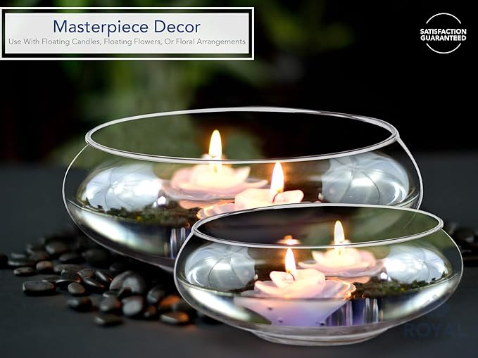 Royal Imports Round Glass Vase Set of 2 – Clear Decorative Glass Bowls for Flowers, Terrariums, Succulent Planters, Bubble Vases, Floral Decor Centerpieces, Glass Flower Pots for Home or Wedding Décor