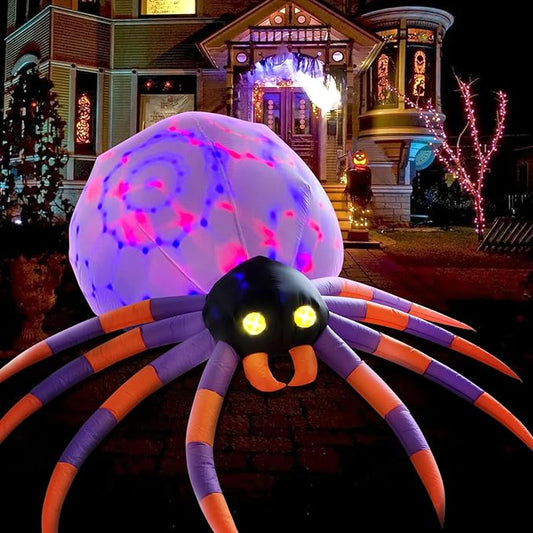 DomKom 8FT Halloween Inflatable Decorations Spider, Build-in Magic LED Lights Holiday Blow Up Yard Decoration for Halloween Holiday Party Outdoor,Garden Yard Lawn Decor