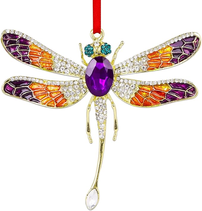WhatSign 2025 Dragonfly Christmas Ornaments - Metal Purple Ornaments for Christmas Tree Decorations Colorful Keepsake Gifts for Women Girls Kids Nature Lovers