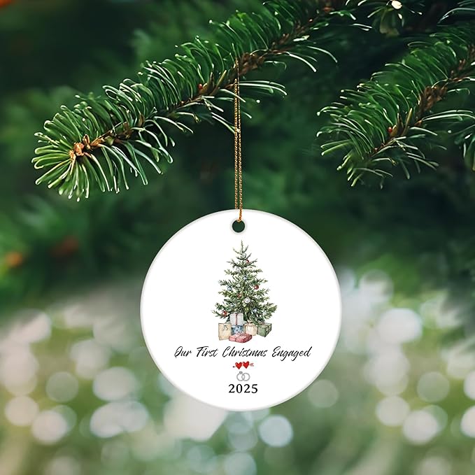 Engaged Ornaments Christmas Tree Ornaments, Engagement Ornament 2025, Our First Christmas Engaged Ornament for Couples