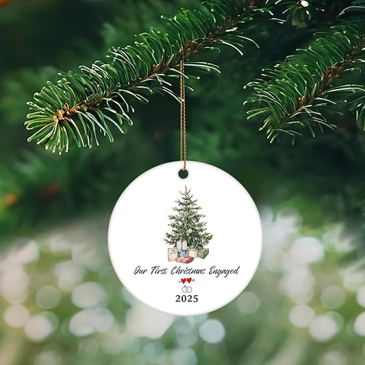 Engaged Ornaments Christmas Tree Ornaments, Engagement Ornament 2025, Our First Christmas Engaged Ornament for Couples