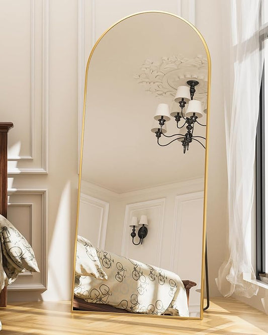 Antok Arched Full Length Mirror, 71"x32" Arched Floor Mirror, Glassless Mirror Full Length with Stand, Floor Mirrors Freestanding, Wall Mounted Mirrors for Bedroom Living Room, Gold