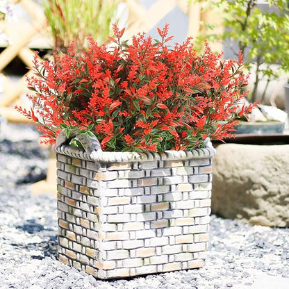 RECUTMS Artificial Lavender Flowers Plants 8 Bundles UV Resistant Faux Outdoor Plastic Greenery Shrubs Plants Hanging Planter Kitchen Home Wedding Office Garden Decor (Orange Red)