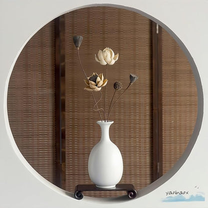 White Ceramic Vase with Dried Flowers, Handmade in Jingdezhen, for Modern Home Decor Office Bookshelf Tables Living Room Bedroom Shelf Decor Entryway Dry Flower Arrangement Ornament