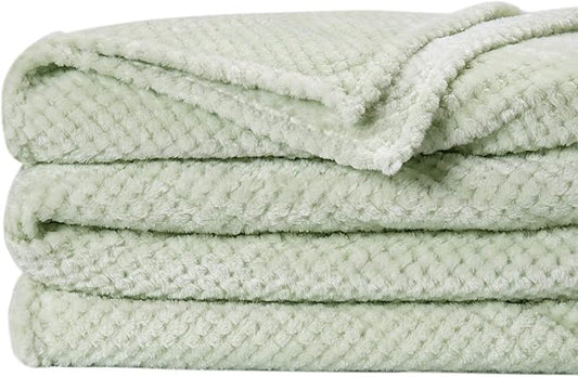 Fuzzy Throw Blanket, Plush Fleece Blankets for adults, Toddler, boys and Girls, Warm Soft Blankets and Throws for Bed, Couch, Sofa, Travel and Outdoor, Camping (Queen(80"x90"), XXL-Pastel Green)