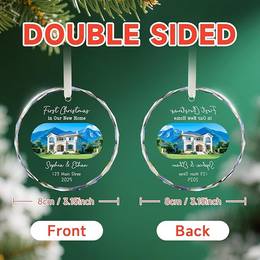 House Warming Gifts New Home Ornament Personalized First Home Christmas Ornaments 2025, New Home Gift Ideas, Housewarming Gift Ideas for Women, Custom Photo Christmas Crystal Ornament