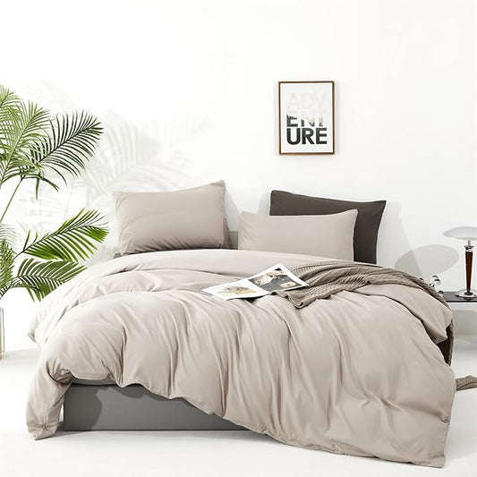 Wellboo Beige King Comforter Sets Boho Oatmeal Bedding Comforters Cotton Women Men Plain Beige Coffee Warm Blankets Minimalist Beige Khaki Quilts Soft Durable Taupe Comforters Solid Tan Color Bed